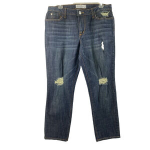 Phat Fashion Jeans Juniors 15W Distress‎ Destroyed Straight Dark Wash Denim